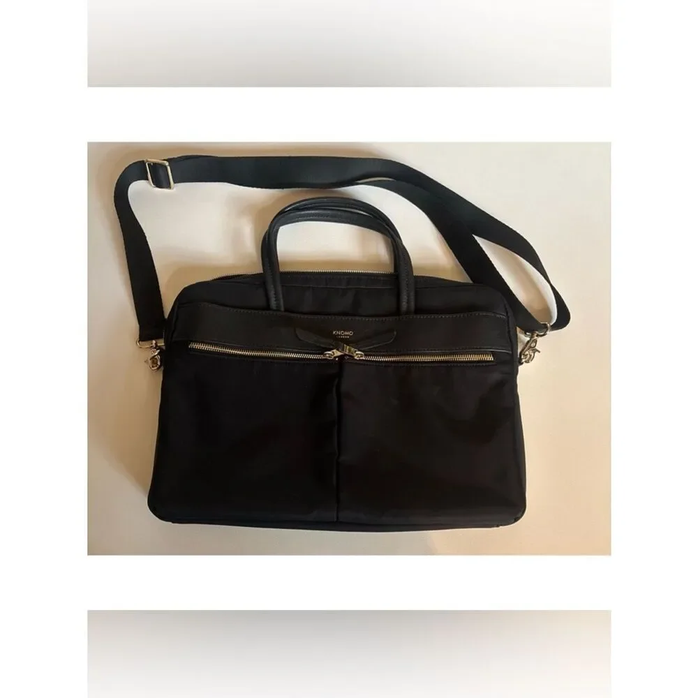 Knomo Womens Hanover 14 inch Laptop Briefcase Shoulder Work Bag in Black
